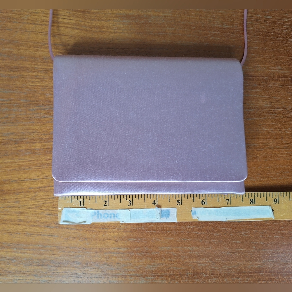 Vtg Pink Satin Box Clutch Evening Structured Mauve Minimalist Prom HOCO Formal - Picture 8 of 13
